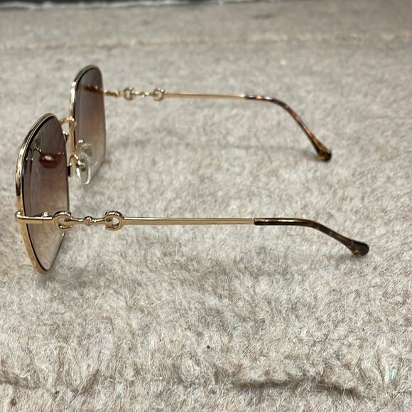 Gucci Horsebit Gold Square Oversized Sunglasses New - Picture 3 of 8